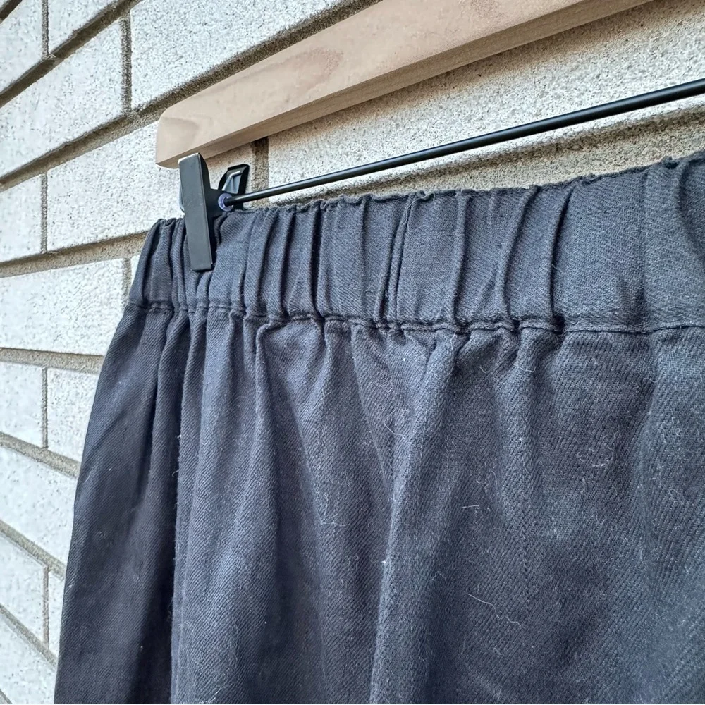 Madewell Clean Pull-On Linen Cotton Shorts Black Coal Elastic Waist Coastal S